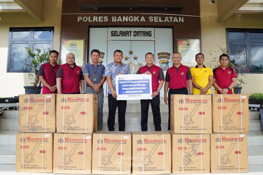 Dukung Program Ketahanan Pangan dan Pertanian, PT Timah Serahkan Mesin Tanam Jagung untuk Polres Bangka Selatan