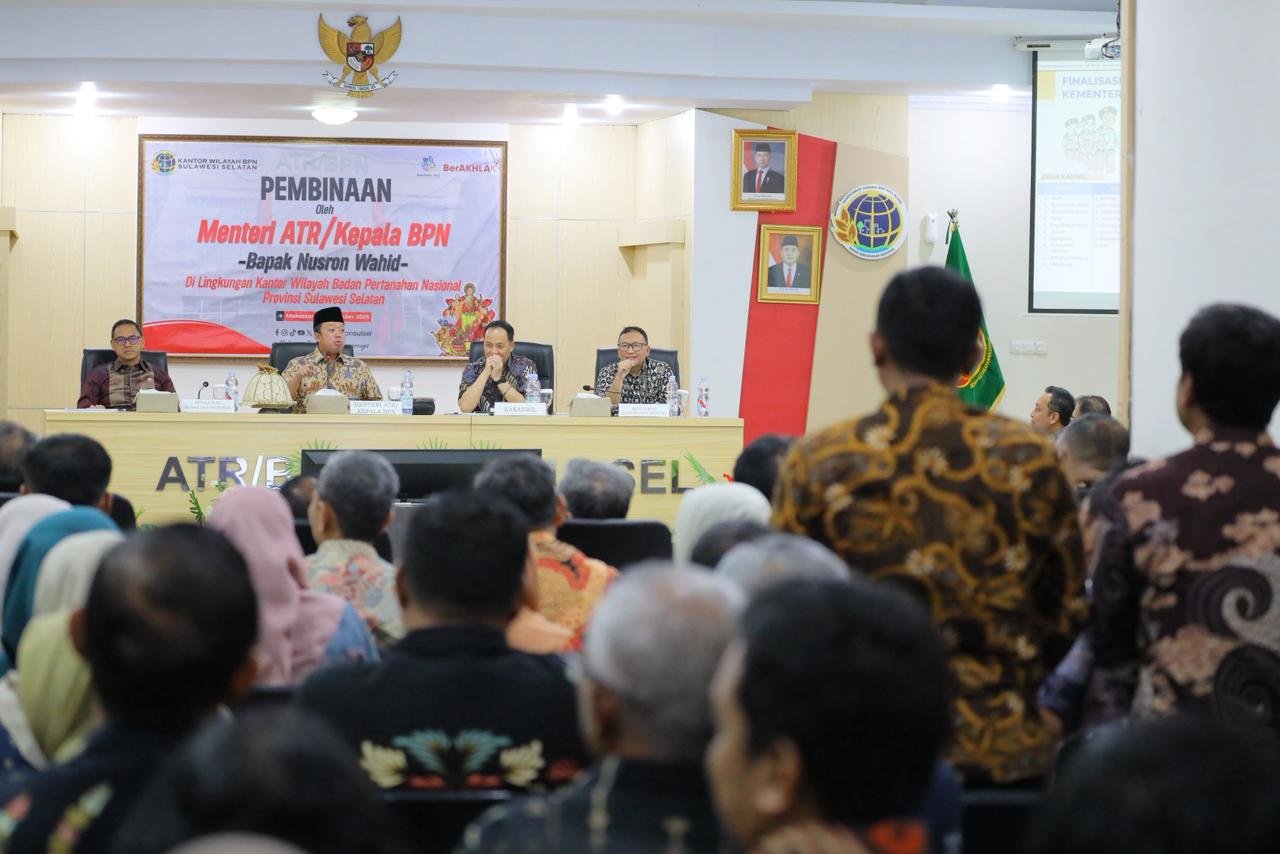 Beri Pengarahan di Kanwil BPN Provinsi Sulsel, Menteri Nusron: Tegas Jalankan Prinsip dan Luwes dalam Melayani